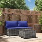 vidaXL Set de muebles de jardín 3 pzas y cojines ratán sintético gris vidaXL Set de muebles de jardín 3 pzas y cojines ratán sintético gris