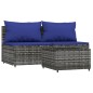 vidaXL Set de muebles de jardín 3 pzas y cojines ratán sintético gris vidaXL Set de muebles de jardín 3 pzas y cojines ratán sintético gris