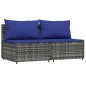 vidaXL Set de muebles de jardín 3 pzas y cojines ratán sintético gris vidaXL Set de muebles de jardín 3 pzas y cojines ratán sintético gris