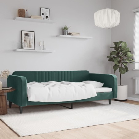 vidaXL Sofá cama terciopelo verde oscuro 90x200 cm