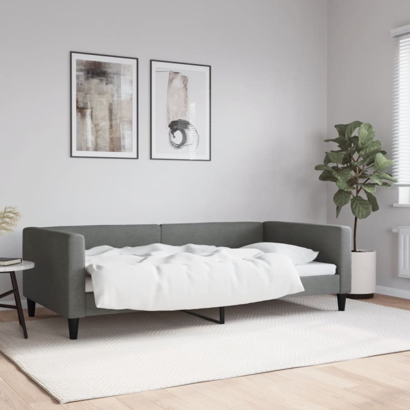 vidaXL Sofá cama tela gris oscuro 100x200 cm vidaXL Sofá cama tela gris oscuro 100x200 cm