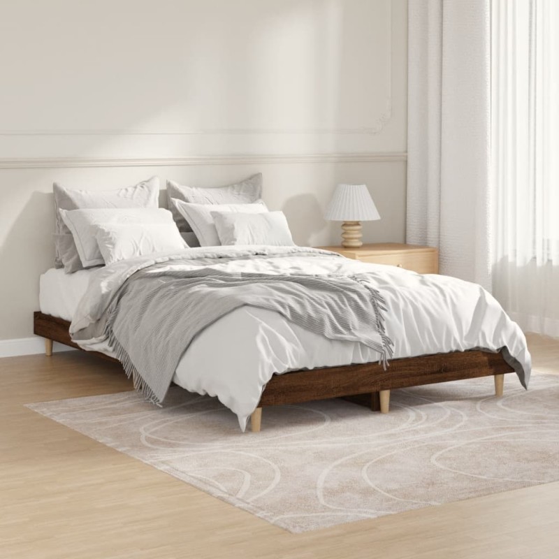 vidaXL Estructura de cama madera contrachapada marrón roble 120x190 cm vidaXL Estructura de cama madera contrachapada marrón roble 120x190 cm