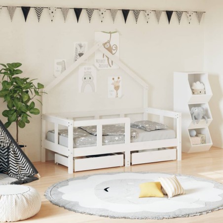 vidaXL Estructura cama niños con cajones madera pino blanco 70x140 cm