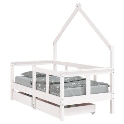 vidaXL Estructura cama niños con cajones madera pino blanco 70x140 cm