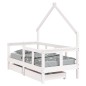 vidaXL Estructura cama niños con cajones madera pino blanco 70x140 cm vidaXL Estructura cama niños con cajones madera pino blanco 70x140 cm