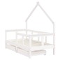 vidaXL Estructura cama niños con cajones madera pino blanco 70x140 cm vidaXL Estructura cama niños con cajones madera pino blanco 70x140 cm