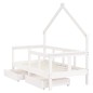 vidaXL Estructura cama niños con cajones madera pino blanco 70x140 cm vidaXL Estructura cama niños con cajones madera pino blanco 70x140 cm
