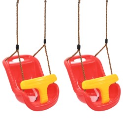 vidaXL Columpios de bebé 2 unidades con cinturón de seguridad PP rojo