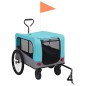 vidaXL Remolque de bicicleta para mascotas cochecito 2 en 1 azul gris vidaXL Remolque de bicicleta para mascotas cochecito 2 en 1 azul gris