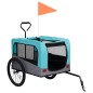 vidaXL Remolque de bicicleta para mascotas cochecito 2 en 1 azul gris vidaXL Remolque de bicicleta para mascotas cochecito 2 en 1 azul gris