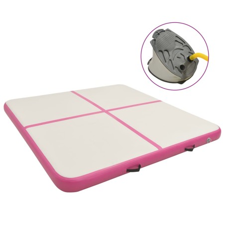 vidaXL Esterilla inflable de gimnasia con bomba PVC rosa 200x200x10 cm
