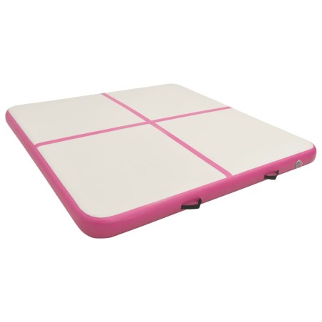 vidaXL Esterilla inflable de gimnasia con bomba PVC rosa 200x200x10 cm