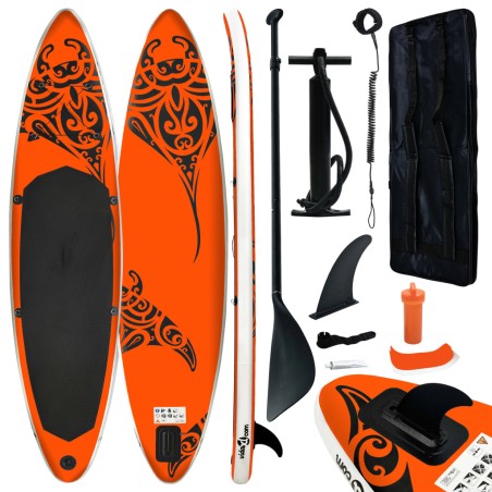 vidaXL Juego de tabla de paddle surf hinchable naranja 366x76x15 cm