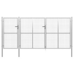 vidaXL Puerta de jardín de acero plateado 400x150 cm