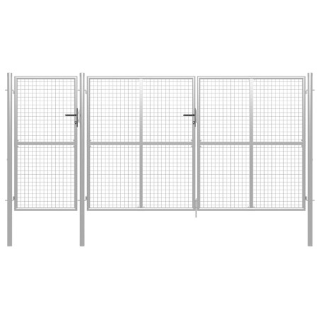 vidaXL Puerta de jardín de acero plateado 400x150 cm