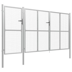 vidaXL Puerta de jardín de acero plateado 400x150 cm