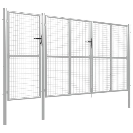vidaXL Puerta de jardín de acero plateado 400x150 cm