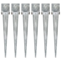 vidaXL Picas de tierra 6 uds acero galvanizado plateado 14x14x91 cm