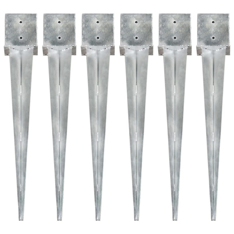 vidaXL Picas de tierra 6 uds acero galvanizado plateado 14x14x91 cm vidaXL Picas de tierra 6 uds acero galvanizado plateado 14x14x91 cm