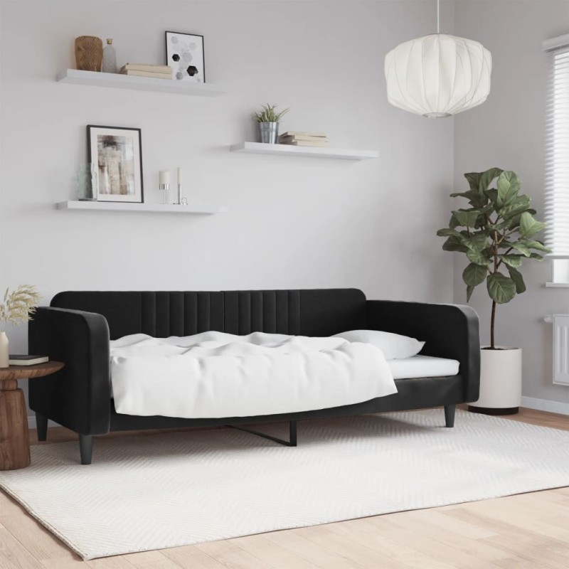 vidaXL Sofá cama terciopelo negro 100x200 cm vidaXL Sofá cama terciopelo negro 100x200 cm
