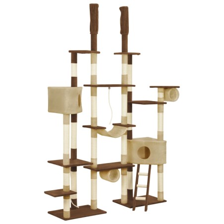 vidaXL Rascador para gatos con postes de sisal marrón 234 cm
