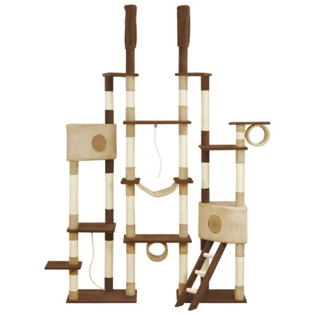 vidaXL Rascador para gatos con postes de sisal marrón 234 cm