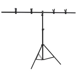vidaXL Soporte para fondos en forma de T negro 151x60x(70-200) cm