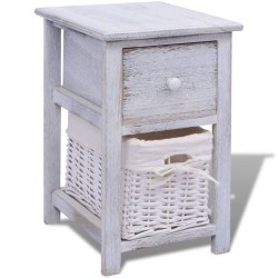 vidaXL Mesita de noche de madera blanca 