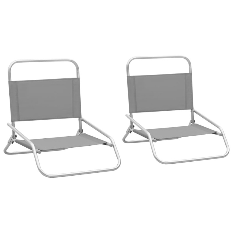 vidaXL Sillas de playa plegables 2 unidades tela gris vidaXL Sillas de playa plegables 2 unidades tela gris