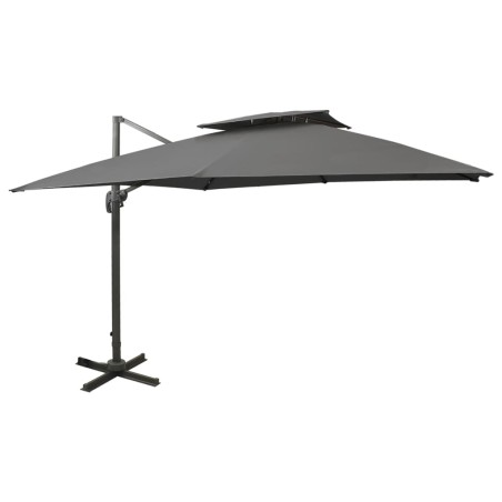 vidaXL Sombrilla voladiza con doble techo gris antracita 300x300 cm