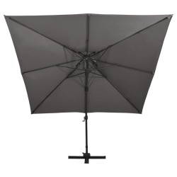 vidaXL Sombrilla voladiza con doble techo gris antracita 300x300 cm
