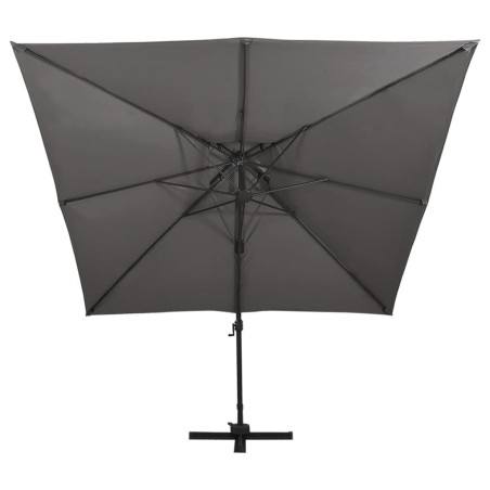 vidaXL Sombrilla voladiza con doble techo gris antracita 300x300 cm