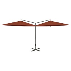 vidaXL Sombrilla doble con palo de acero terracota 600 cm 