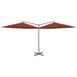 vidaXL Sombrilla doble con palo de acero terracota 600 cm vidaXL Sombrilla doble con palo de acero terracota 600 cm