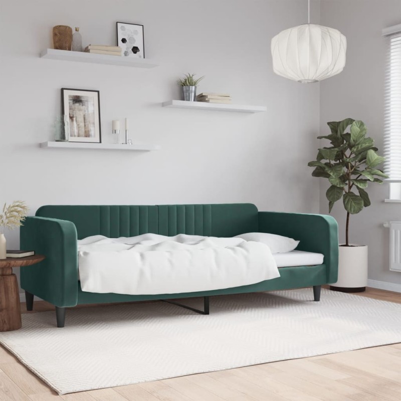 vidaXL Sofá cama terciopelo verde oscuro 100x200 cm vidaXL Sofá cama terciopelo verde oscuro 100x200 cm