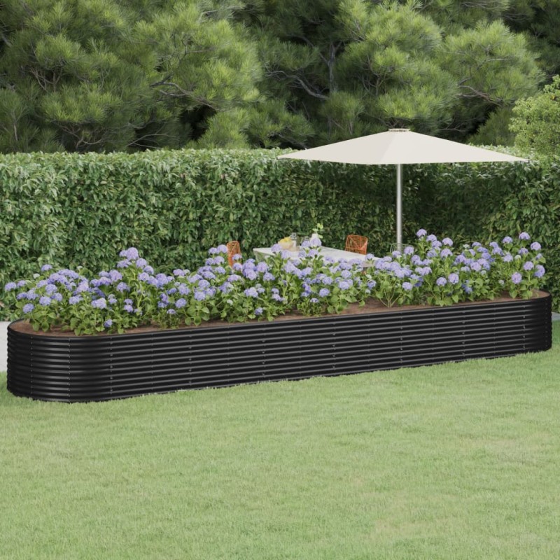 vidaXL Jardinera arriate acero recubierto polvo antracita 584x140x68cm vidaXL Jardinera arriate acero recubierto polvo antracita 584x140x68cm
