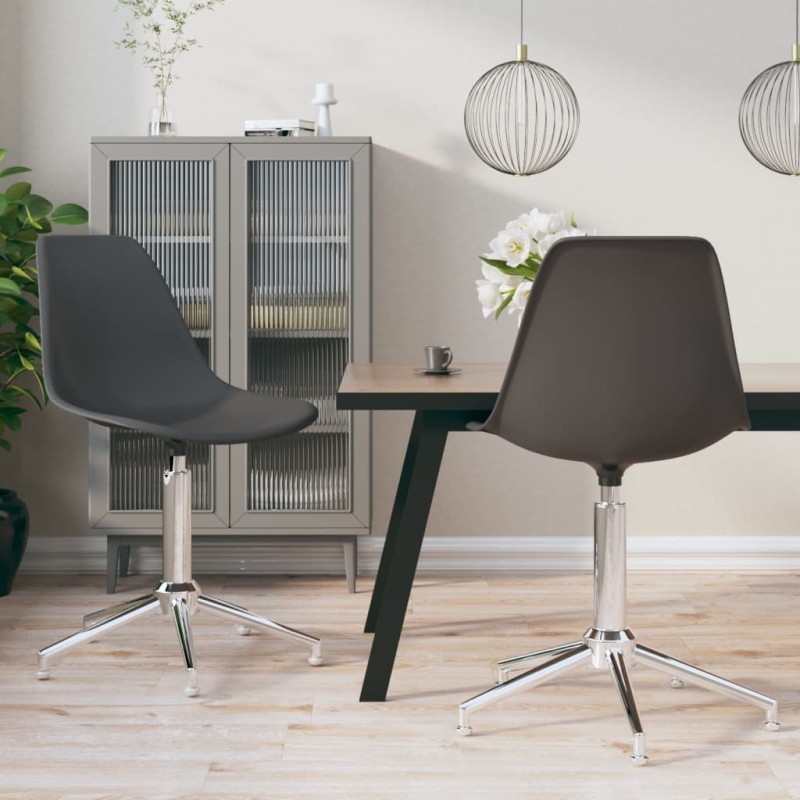 vidaXL Sillas de comedor giratorias 2 unidades PP gris claro vidaXL Sillas de comedor giratorias 2 unidades PP gris claro