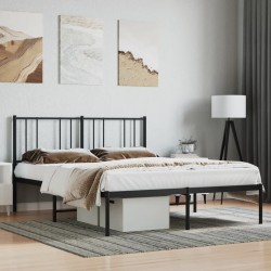 vidaXL Estructura de cama con cabecero metal negro 160x200 cm