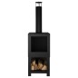 Esschert Design Chimenea exterior con sitio para leña negro FF410 Esschert Design Chimenea exterior con sitio para leña negro FF410