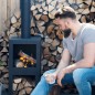 Esschert Design Chimenea exterior con sitio para leña negro FF410 Esschert Design Chimenea exterior con sitio para leña negro FF410