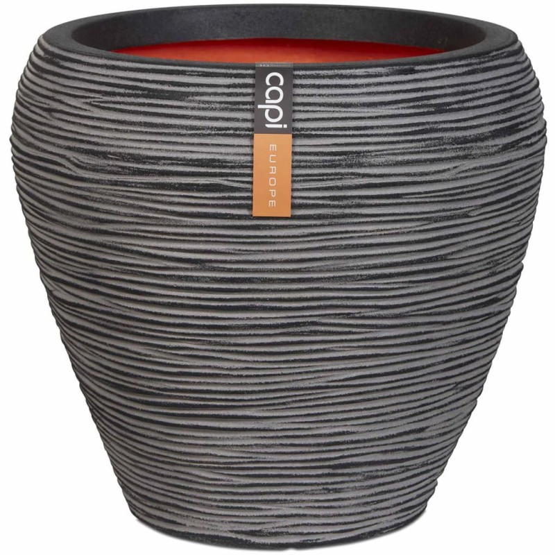 Capi Jarrón Nature Rib cónico gris antracita 42x38 cm KOFZ362 Capi Jarrón Nature Rib cónico gris antracita 42x38 cm KOFZ362