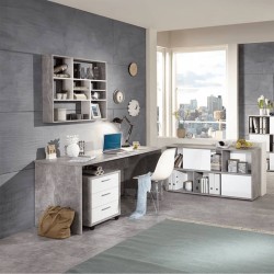 FMD Estantería de pared con 9 compartimentos gris hormigón