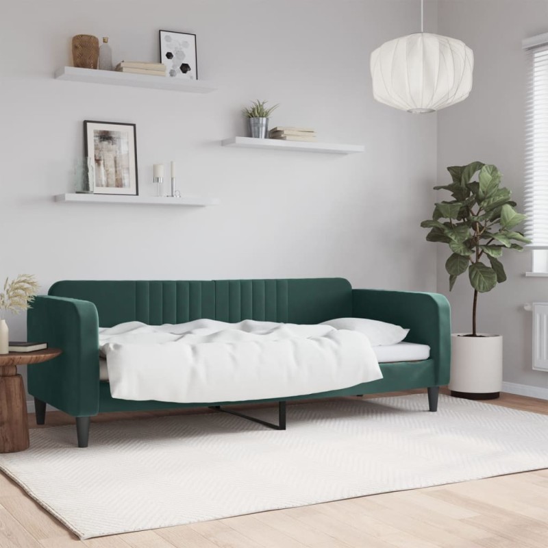 vidaXL Sofá cama terciopelo verde oscuro 80x200 cm vidaXL Sofá cama terciopelo verde oscuro 80x200 cm