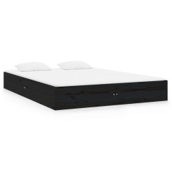 vidaXL Estructura de cama doble madera maciza negro 135x190 cm