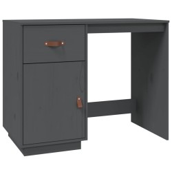 vidaXL Escritorio de madera maciza de pino gris 95x50x75 cm