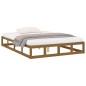 vidaXL Estructura de cama doble madera maciza marrón miel 120x190 cm