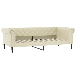 vidaXL Sofá cama cuero sintético color crema 90x200 cm