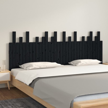 vidaXL Cabecero de cama de pared madera maciza pino negro 204x3x80 cm