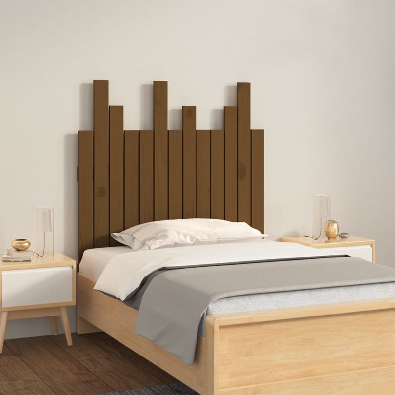 vidaXL Cabecero cama pared madera maciza pino marrón miel 82,5x3x80 cm vidaXL Cabecero cama pared madera maciza pino marrón miel 82,5x3x80 cm