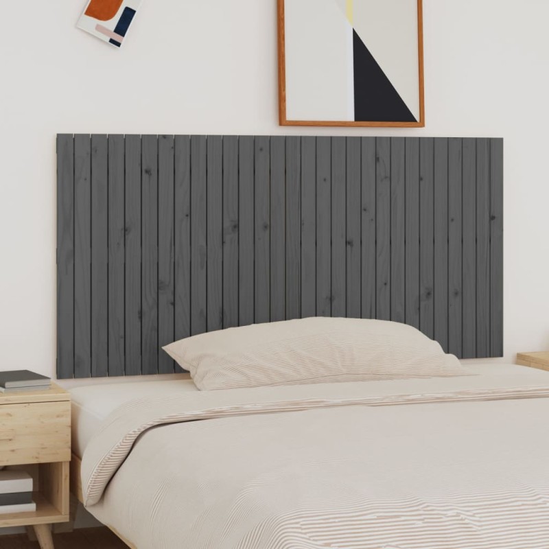 vidaXL Cabecero de cama de pared madera maciza pino gris 185x3x90 cm vidaXL Cabecero de cama de pared madera maciza pino gris 185x3x90 cm